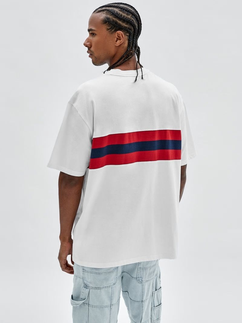 Guess GUESS Originals Varsity Striped Tee - Pure White Multi Guess GUESS Originals Varsity Striped Tee - Pure White Multi