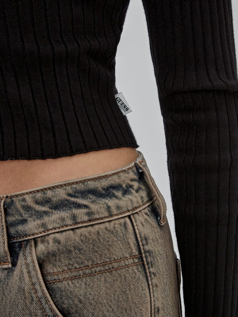 Guess GUESS Originals Eco Stripe Full Zip Sweater - Jet Black Multi Guess GUESS Originals Eco Stripe Full Zip Sweater - Jet Black Multi