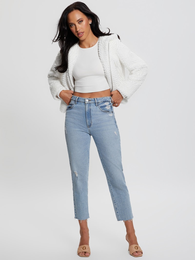Guess Theoline Faux-Fur Hooded Jacket - Cream White Guess Theoline Faux-Fur Hooded Jacket - Cream White