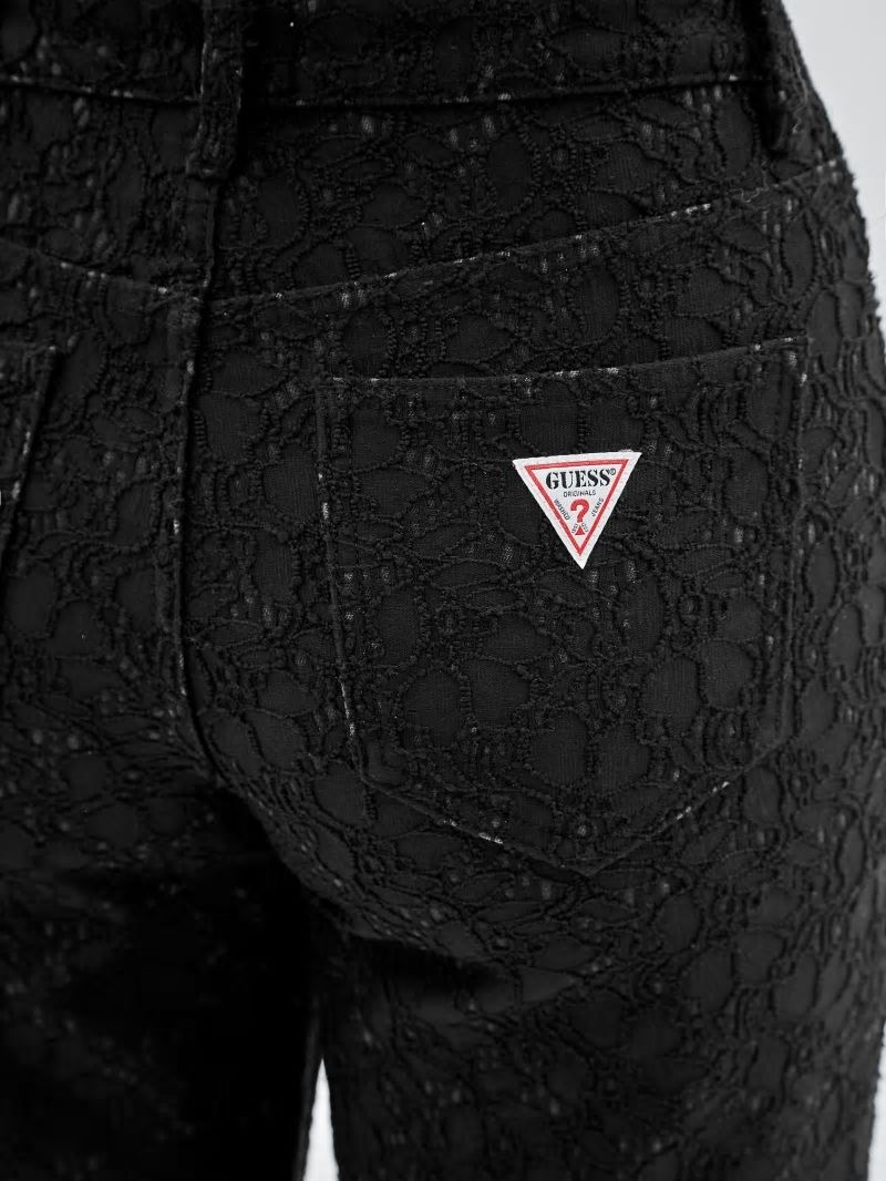 Guess GUESS Originals Lace Denim Wide-Leg Jeans - Black Guess GUESS Originals Lace Denim Wide-Leg Jeans - Black
