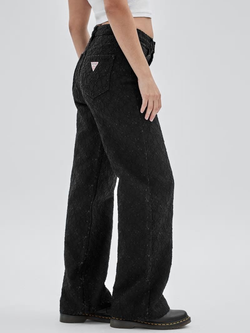 Guess GUESS Originals Lace Denim Wide-Leg Jeans - Black Guess GUESS Originals Lace Denim Wide-Leg Jeans - Black