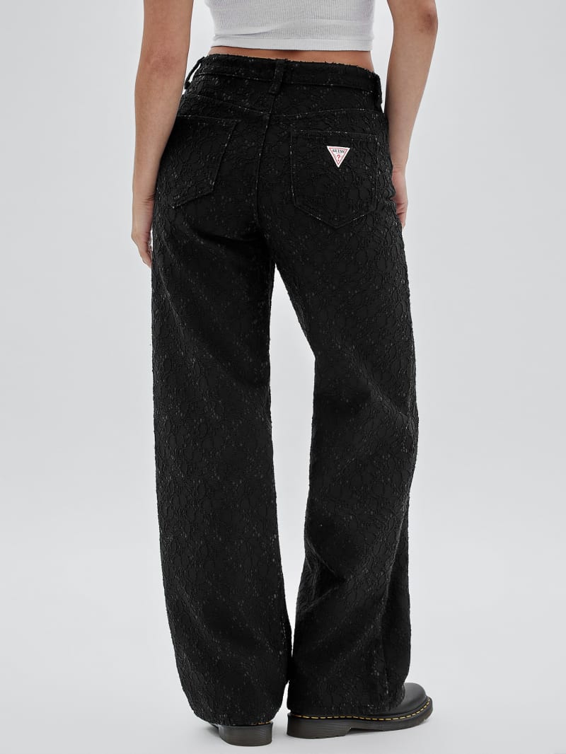 Guess GUESS Originals Lace Denim Wide-Leg Jeans - Black Guess GUESS Originals Lace Denim Wide-Leg Jeans - Black