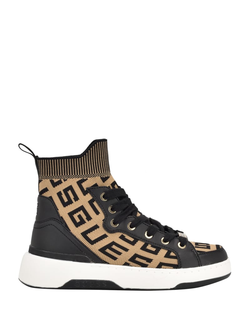 Guess Mannen Logo Knit High-Top Sneakers - Medium Brown Guess Mannen Logo Knit High-Top Sneakers - Medium Brown