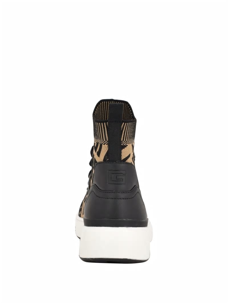 Guess Mannen Logo Knit High-Top Sneakers - Medium Brown Guess Mannen Logo Knit High-Top Sneakers - Medium Brown