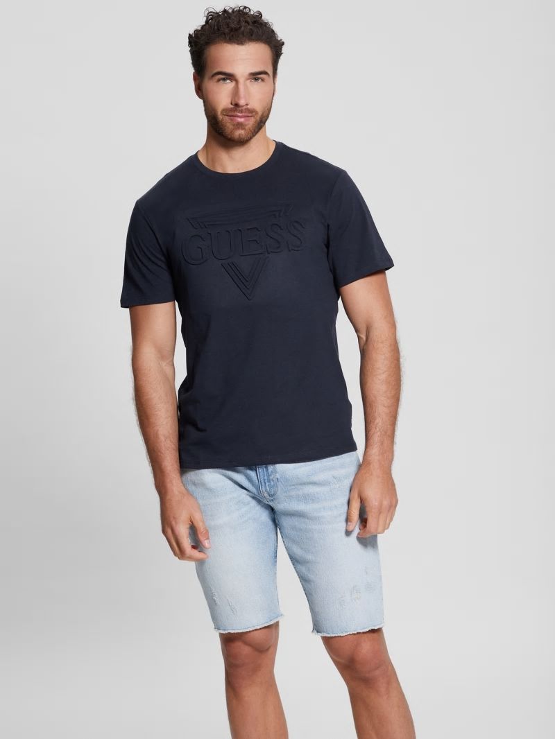 Guess Eco Embossed Logo Tee - Bleu &eacute;L&eacute;Gant
