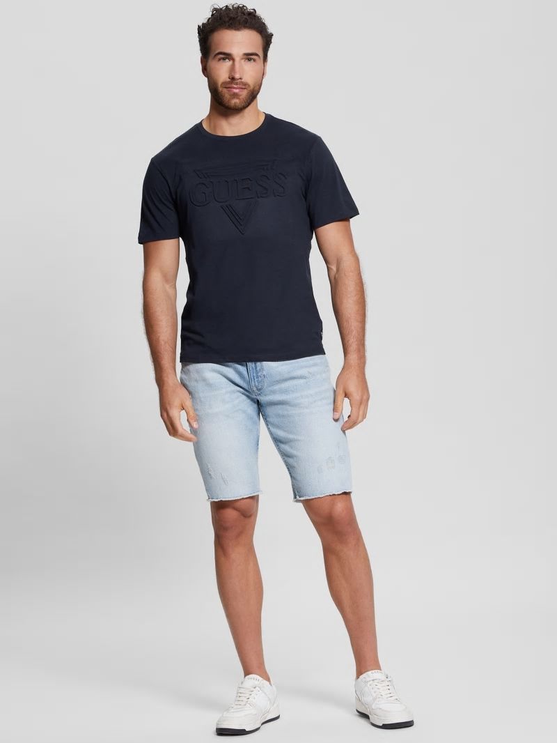 Guess Eco Embossed Logo Tee - Bleu &eacute;L&eacute;Gant