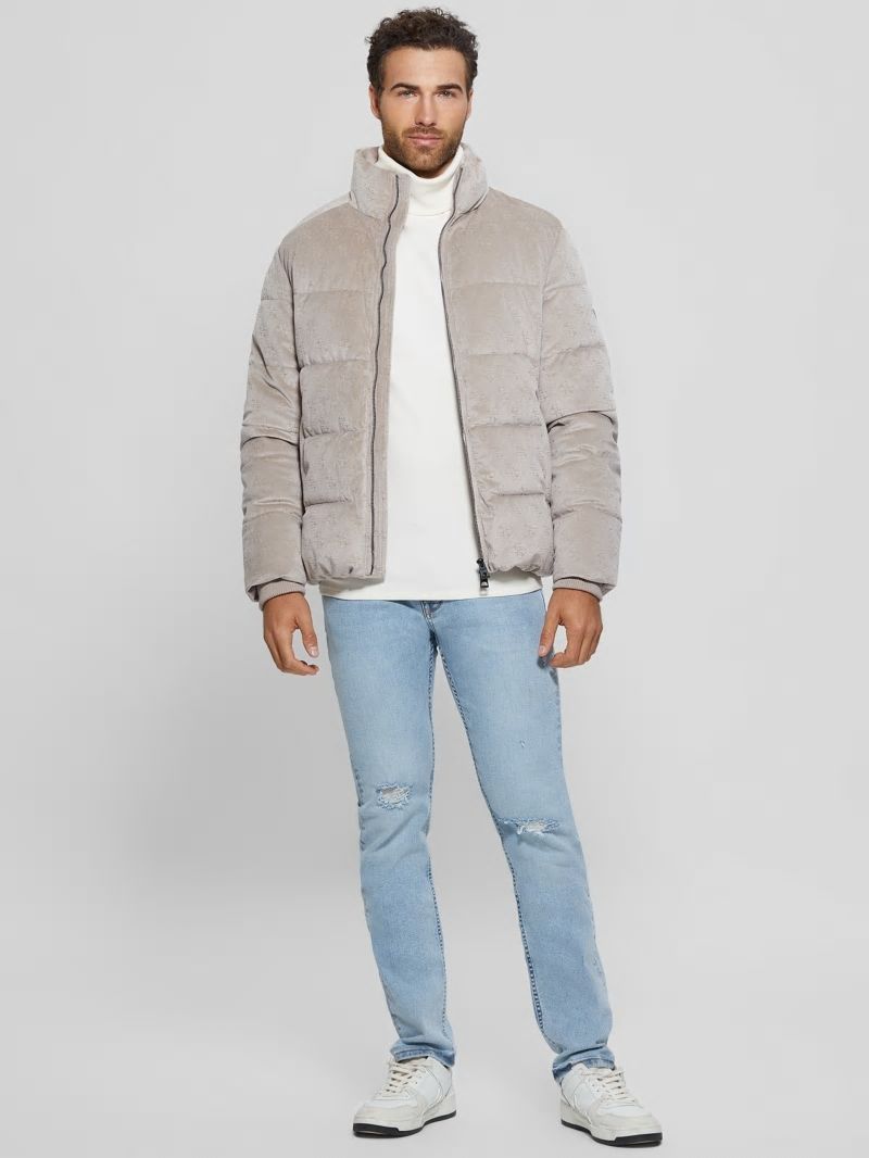 Guess Signature Puffer Jacket - Pasadena Stone 4g Logo Guess Signature Puffer Jacket - Pasadena Stone 4g Logo