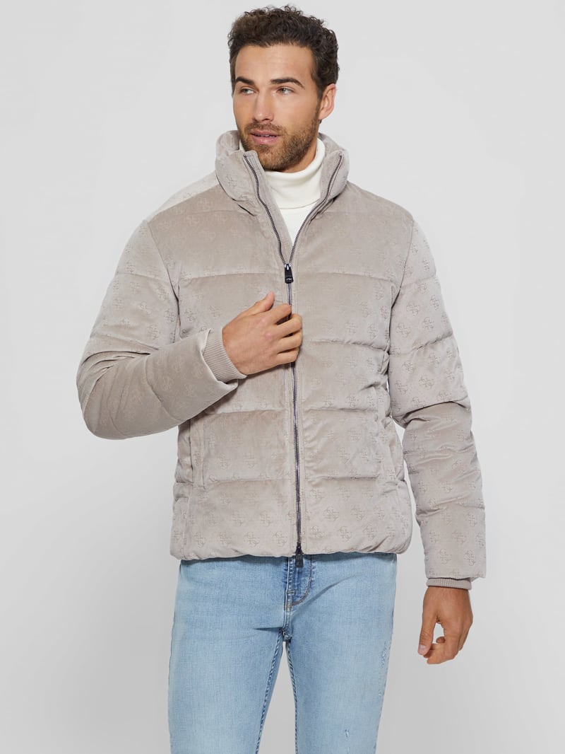 Guess Signature Puffer Jacket - Pasadena Stone 4g Logo Guess Signature Puffer Jacket - Pasadena Stone 4g Logo