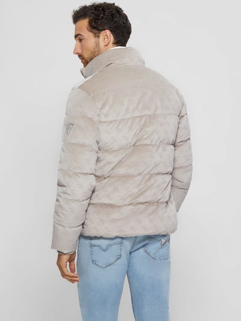 Guess Signature Puffer Jacket - Pasadena Stone 4g Logo Guess Signature Puffer Jacket - Pasadena Stone 4g Logo
