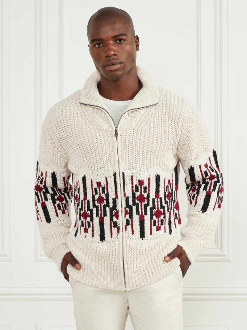 Guess Jacquard High Neck Cardigan - Dreamy Moon Guess Jacquard High Neck Cardigan - Dreamy Moon