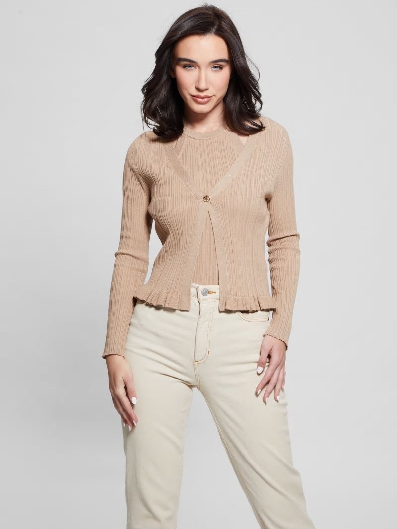 Guess Estelle Sequin Cardigan - Wet Sand Guess Estelle Sequin Cardigan - Wet Sand