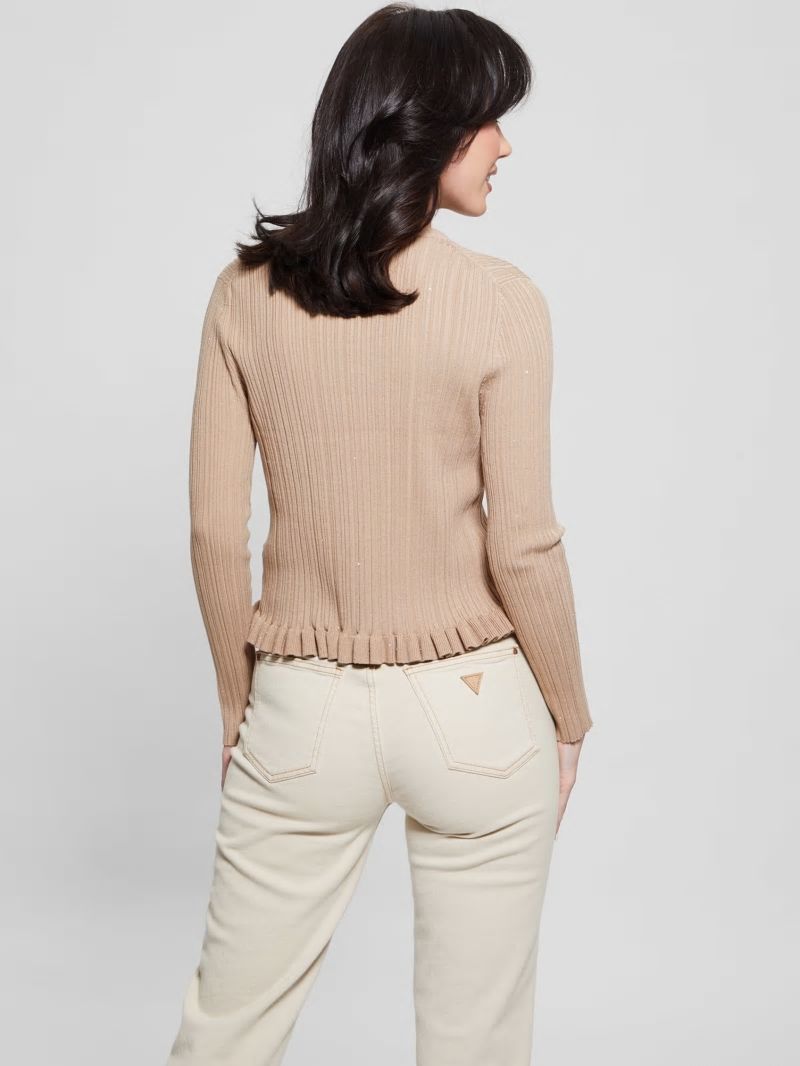 Guess Estelle Sequin Cardigan - Wet Sand Guess Estelle Sequin Cardigan - Wet Sand