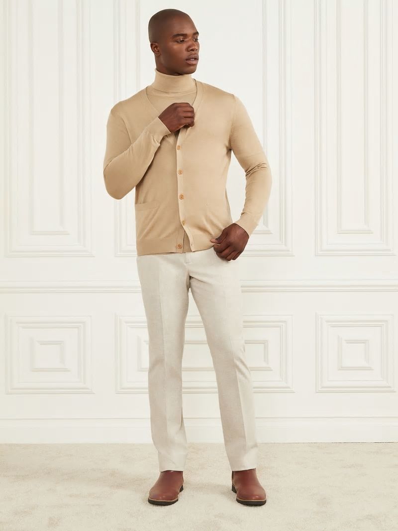 Guess Merino Wool Essential Cardigan - Herb Tan Guess Merino Wool Essential Cardigan - Herb Tan
