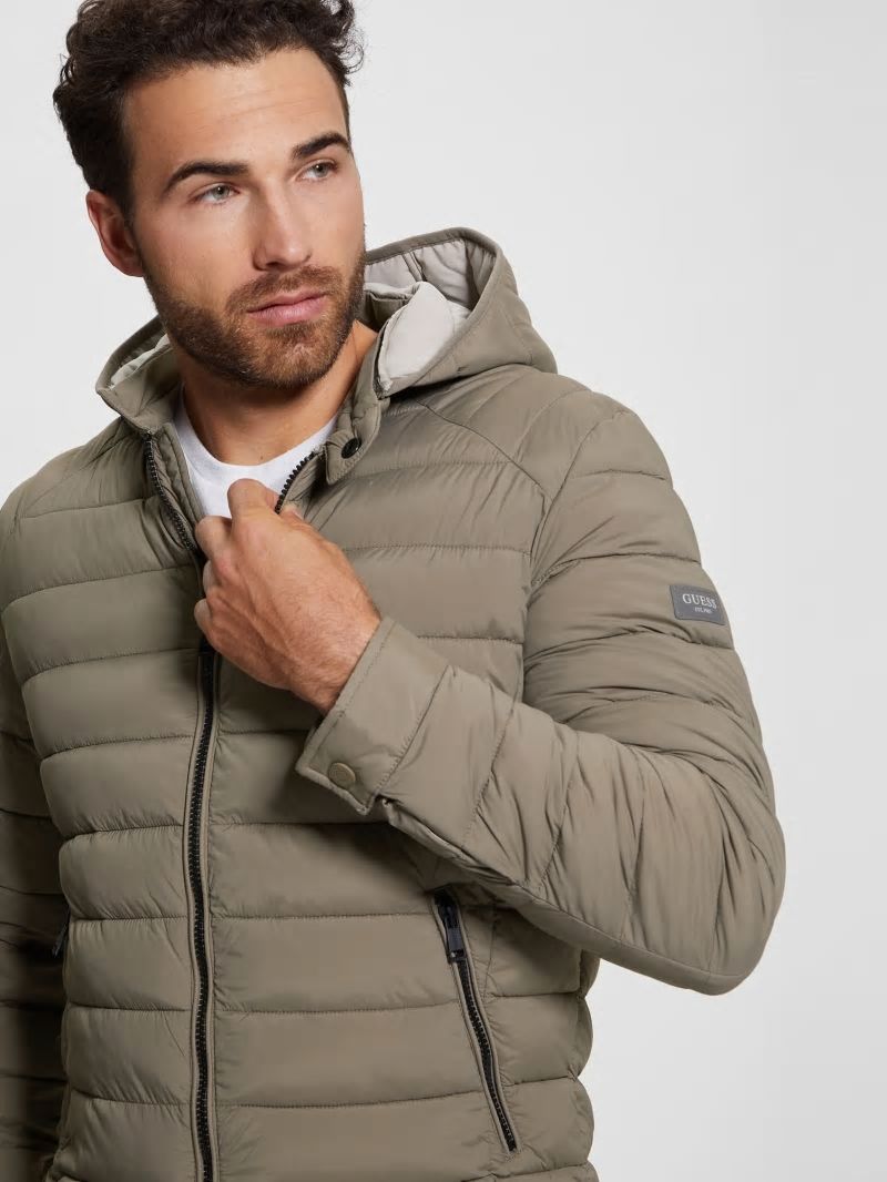 Guess Eco Tech-Stretch Hooded Jacket - Walnut Shell Guess Eco Tech-Stretch Hooded Jacket - Walnut Shell