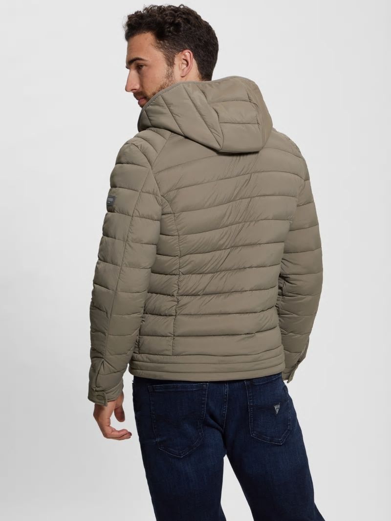 Guess Eco Tech-Stretch Hooded Jacket - Walnut Shell Guess Eco Tech-Stretch Hooded Jacket - Walnut Shell