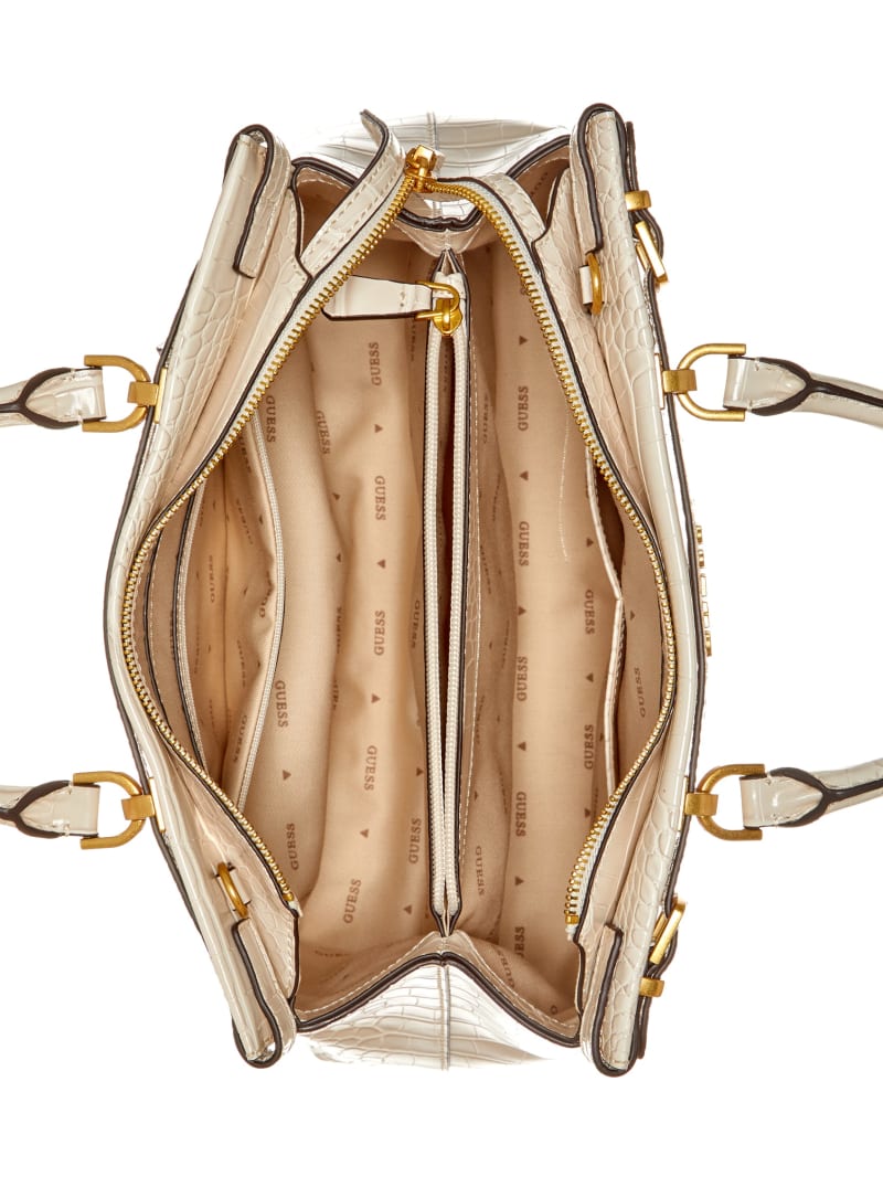Guess Sestri Crocodile-Embossed Satchel - White Guess Sestri Crocodile-Embossed Satchel - White