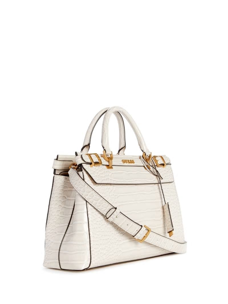 Guess Sestri Crocodile-Embossed Satchel - White Guess Sestri Crocodile-Embossed Satchel - White