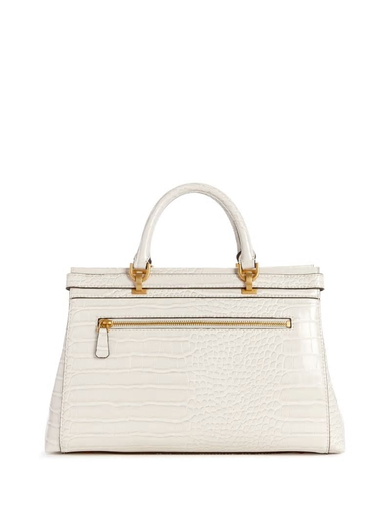Guess Sestri Crocodile-Embossed Satchel - White Guess Sestri Crocodile-Embossed Satchel - White