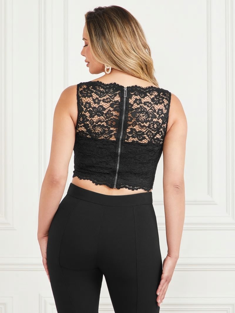 Guess Vesper Lace Corset Top - Black Guess Vesper Lace Corset Top - Black