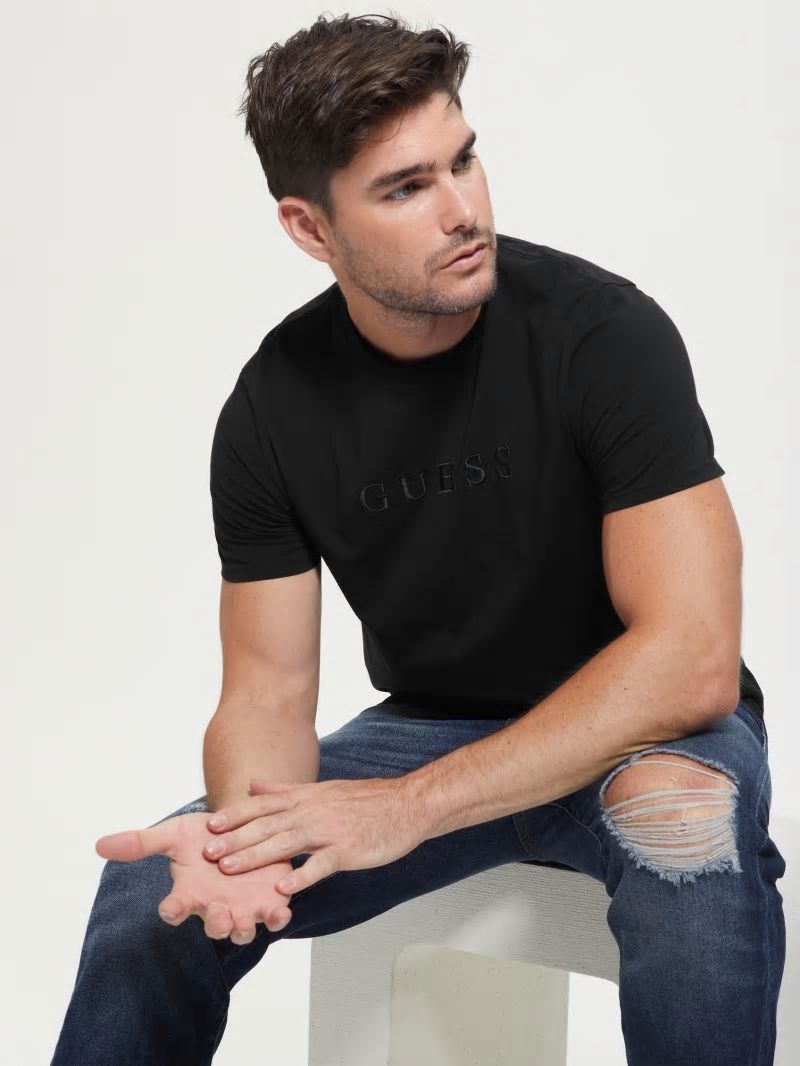 Guess Embroidered Logo Tee - Black Guess Embroidered Logo Tee - Black
