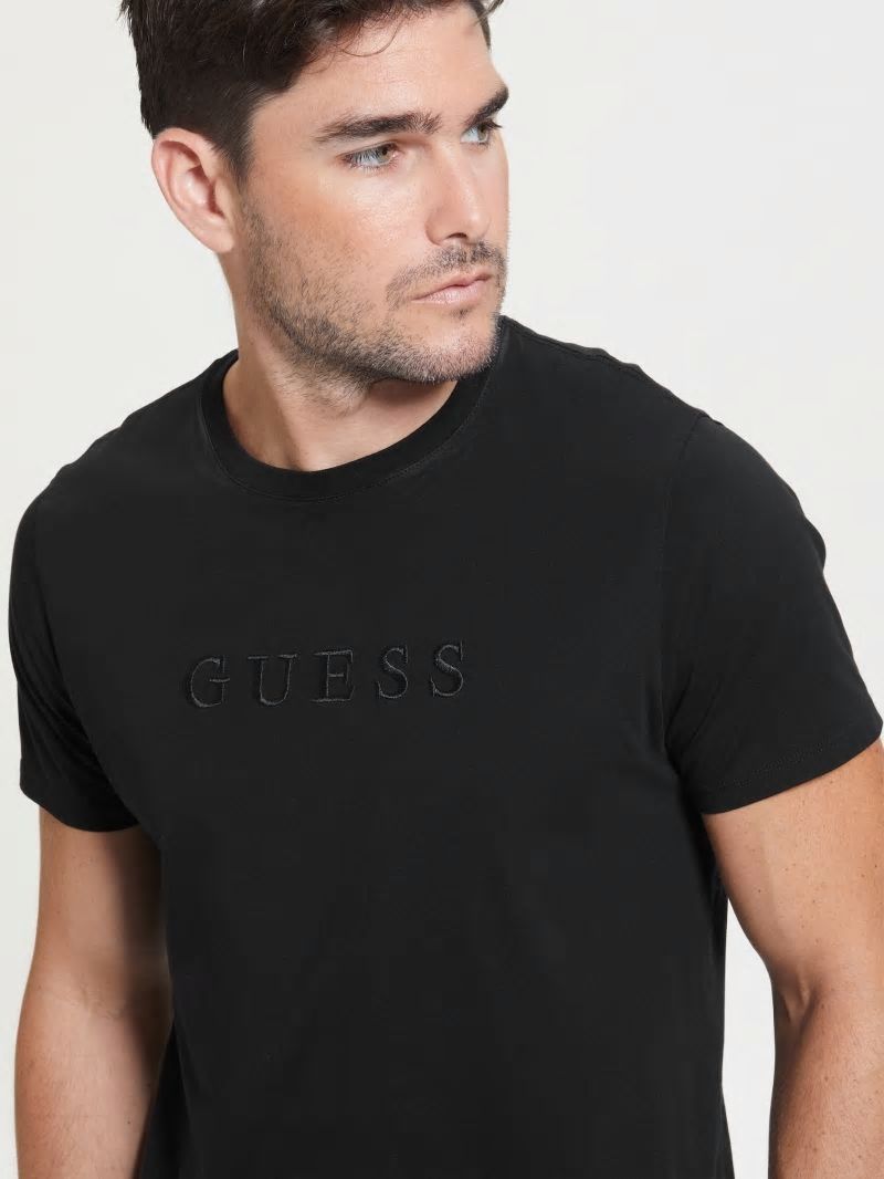 Guess Embroidered Logo Tee - Black Guess Embroidered Logo Tee - Black