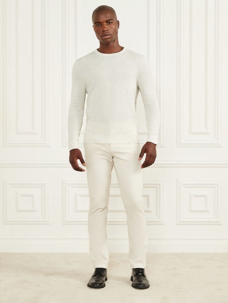 Guess Cashmere-Blend Crewneck Sweater - White Heather Guess Cashmere-Blend Crewneck Sweater - White Heather