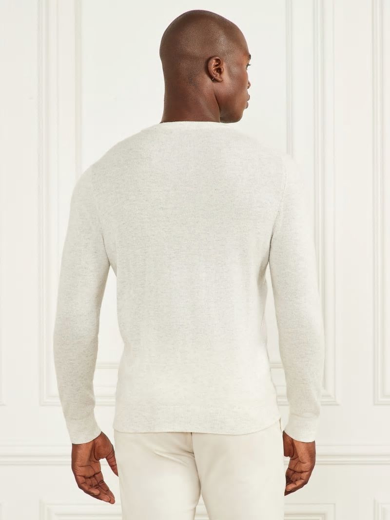 Guess Cashmere-Blend Crewneck Sweater - White Heather Guess Cashmere-Blend Crewneck Sweater - White Heather