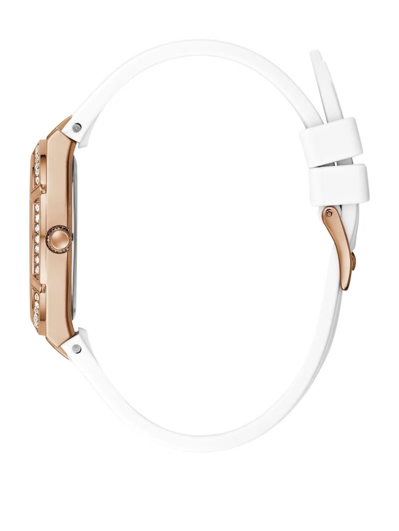 Guess Rose Gold-Tone and White Analog Watch - White Multi Guess Rose Gold-Tone and White Analog Watch - White Multi