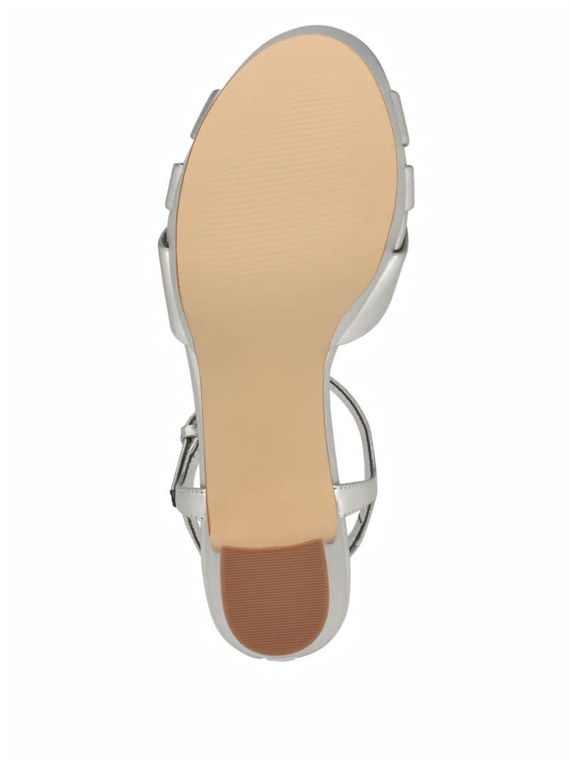 Guess Haylo Crisscross Platform Block Heels - Silver 040 Guess Haylo Crisscross Platform Block Heels - Silver 040