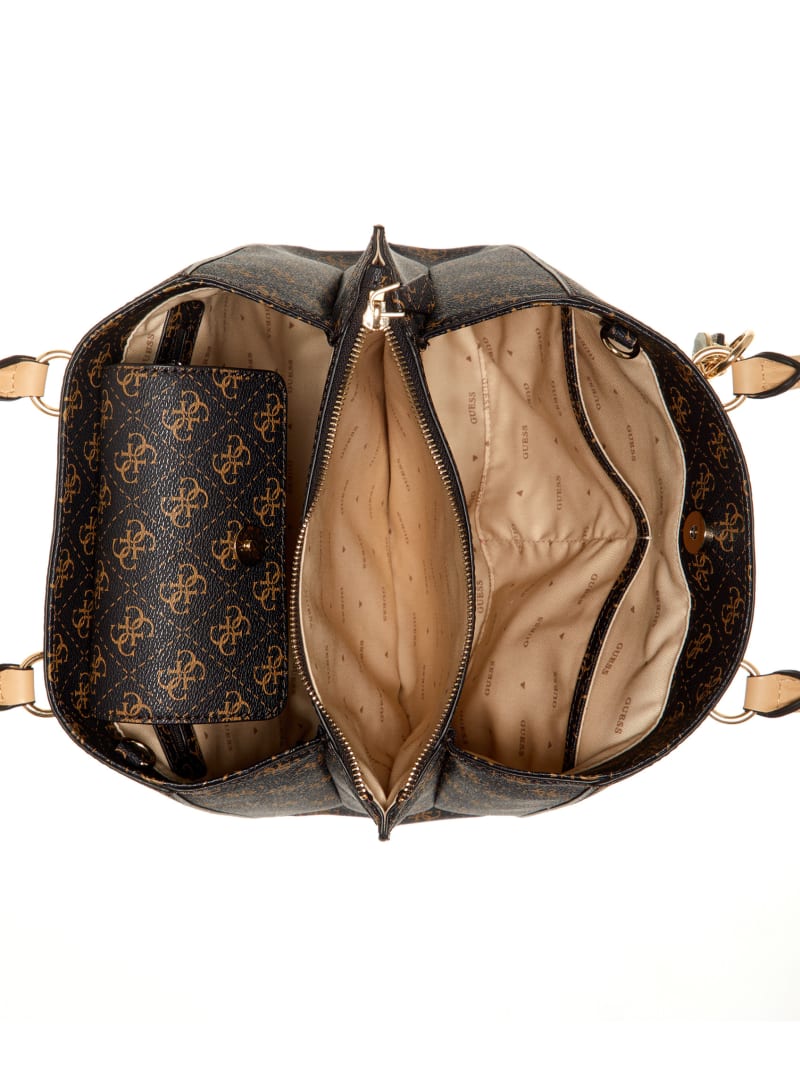 Guess Noelle Quattro G Girlfriend Satchel - Brown Multi Guess Noelle Quattro G Girlfriend Satchel - Brown Multi