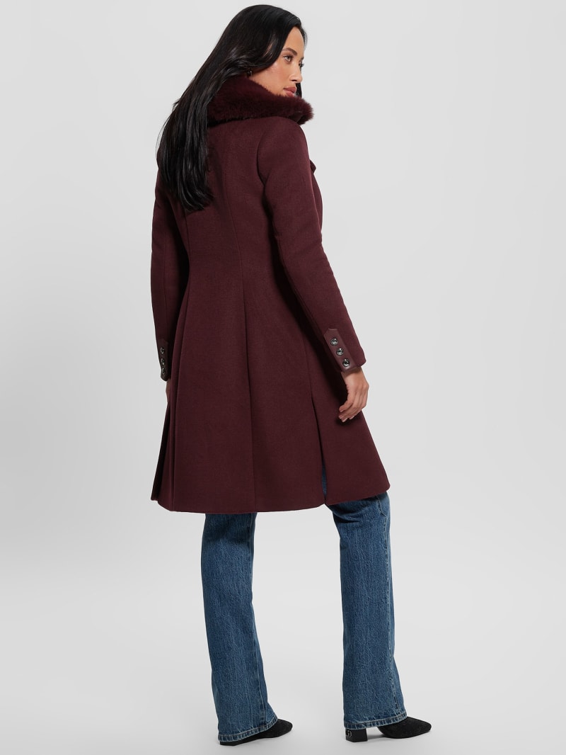 Guess Patrice Wool-Blend Belted Coat - Mystic Wine Guess Patrice Wool-Blend Belted Coat - Mystic Wine