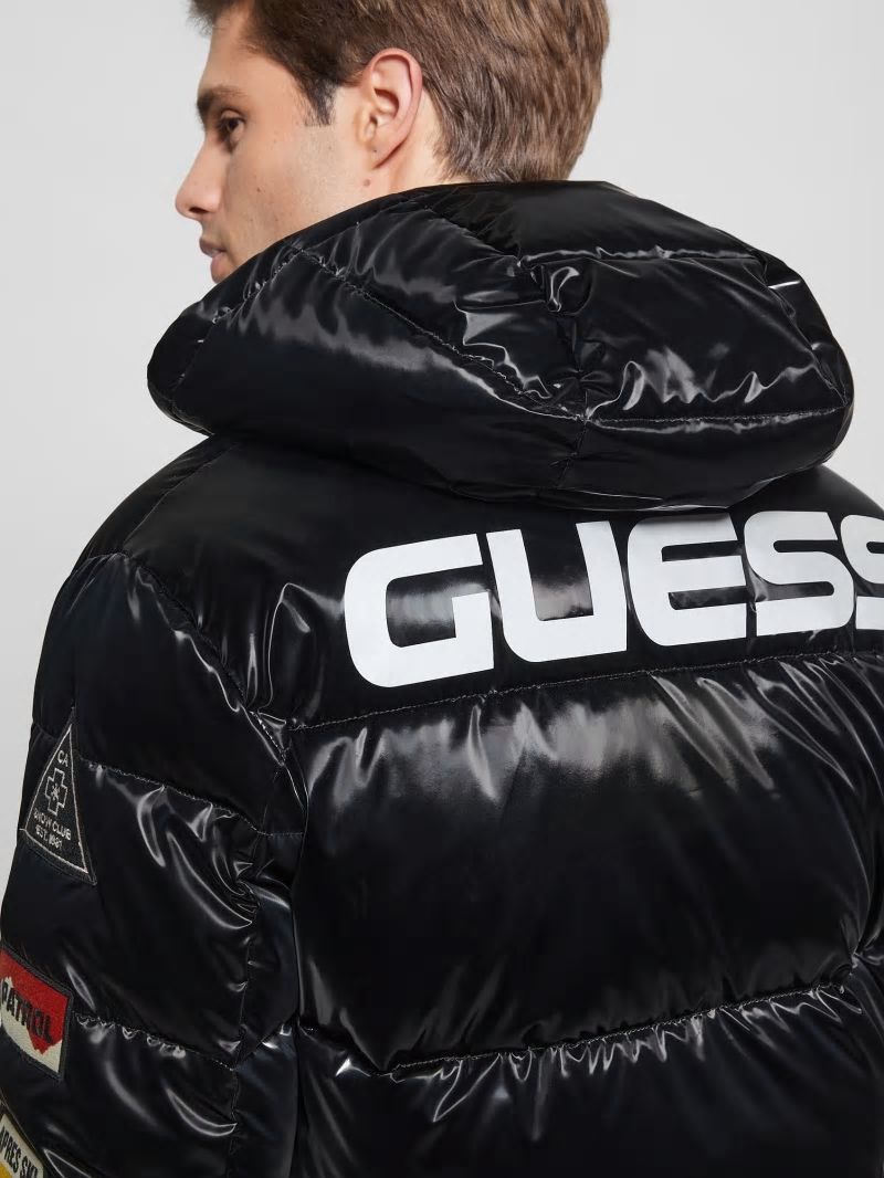 Guess Arctic Patch Puffer Jacket - Jet Black Multi Guess Arctic Patch Puffer Jacket - Jet Black Multi