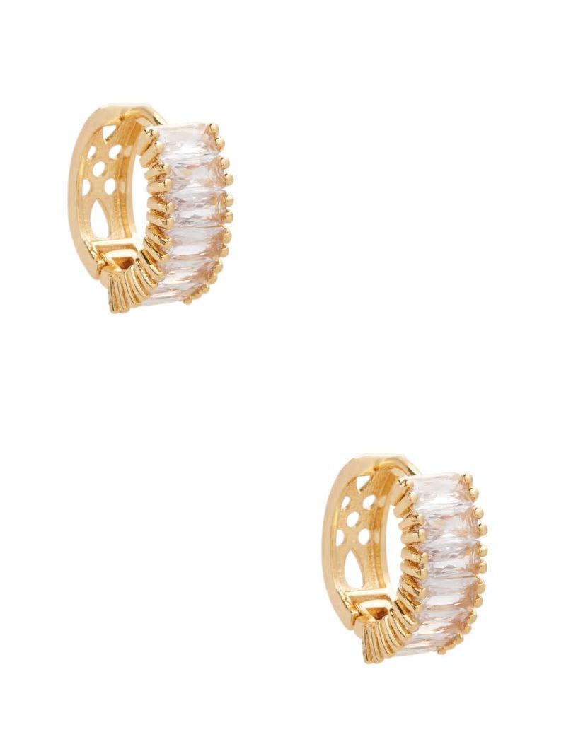 Guess Gold-Tone Baguette Huggie Hoop Earrings - Gold Guess Gold-Tone Baguette Huggie Hoop Earrings - Gold