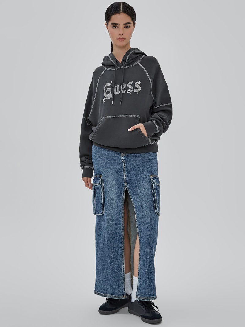 Guess GUESS Originals Stud Contrast Hoodie - Jet Black Multi Guess GUESS Originals Stud Contrast Hoodie - Jet Black Multi