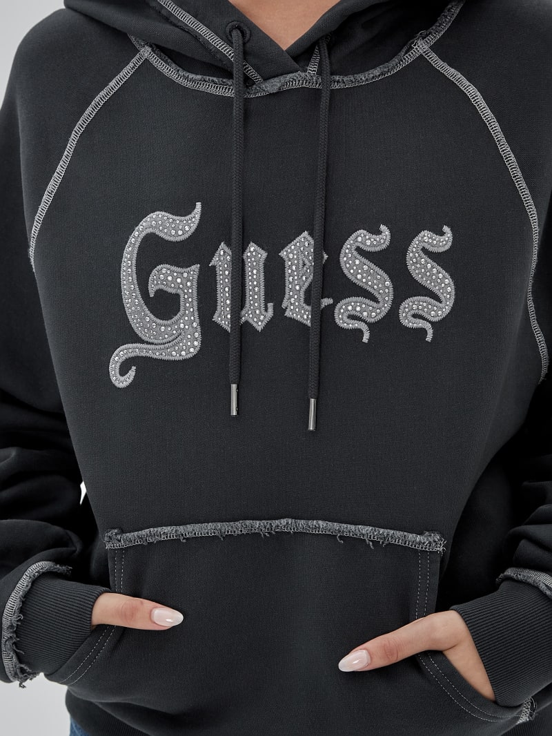 Guess GUESS Originals Stud Contrast Hoodie - Jet Black Multi Guess GUESS Originals Stud Contrast Hoodie - Jet Black Multi