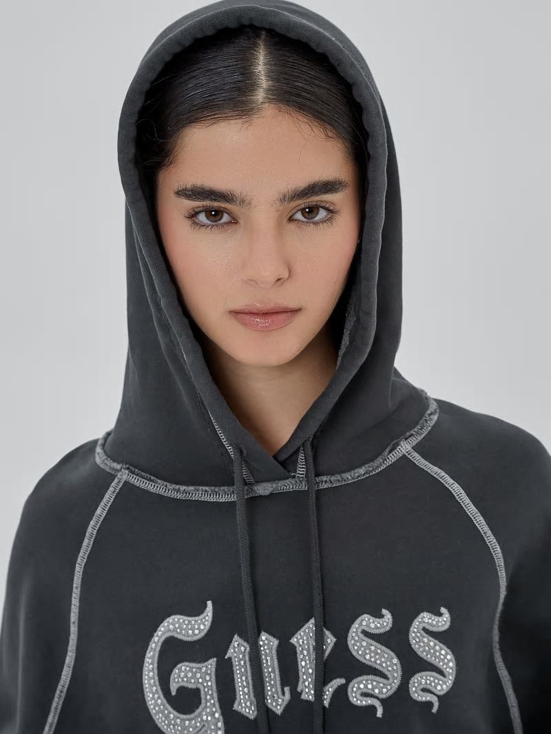 Guess GUESS Originals Stud Contrast Hoodie - Jet Black Multi Guess GUESS Originals Stud Contrast Hoodie - Jet Black Multi