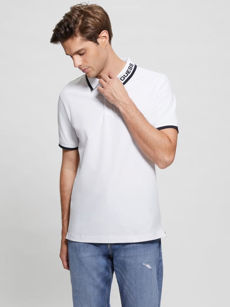 Guess Eco Lyle Logo Polo - Pure White Guess Eco Lyle Logo Polo - Pure White