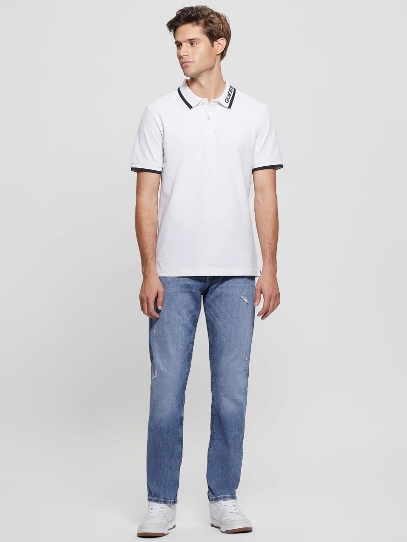 Guess Eco Lyle Logo Polo - Pure White Guess Eco Lyle Logo Polo - Pure White