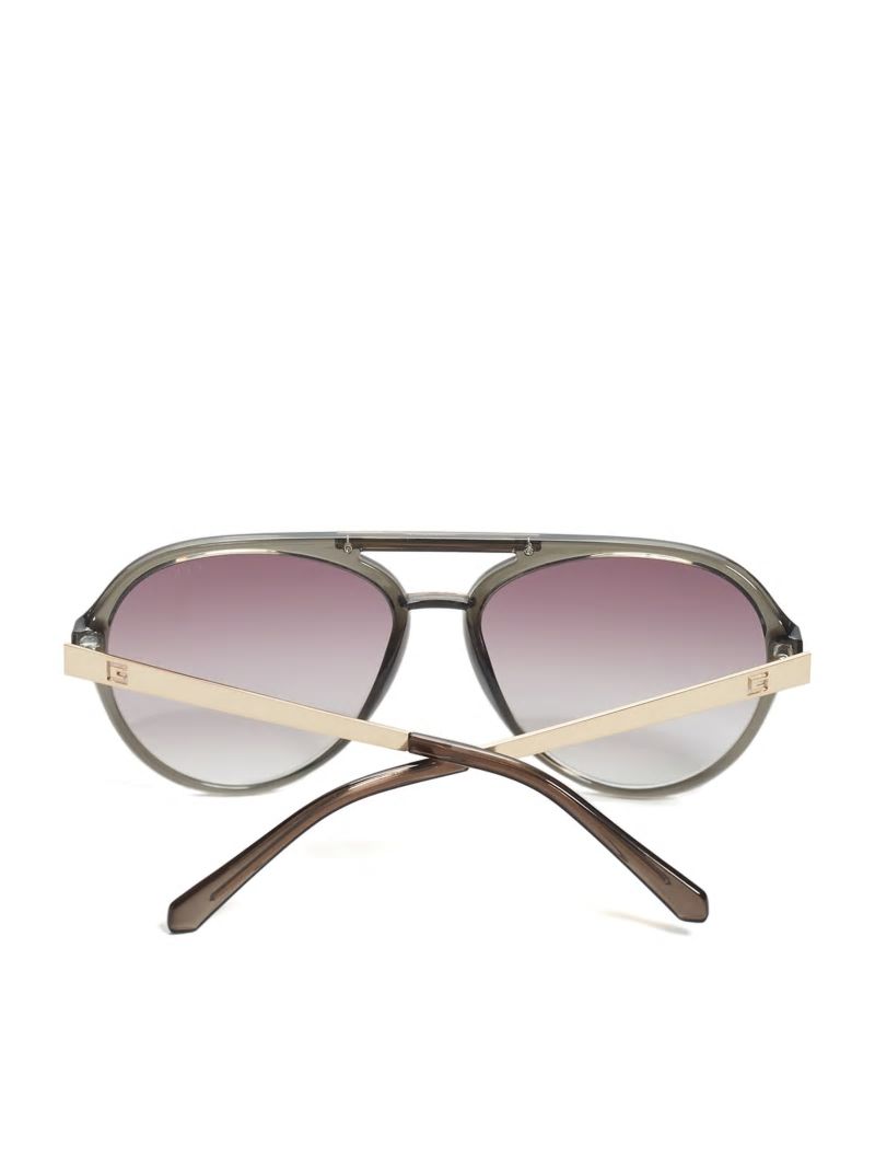Guess Samuel Logo Aviator Sunglasses - Matte Crystal Grey Frame Guess Samuel Logo Aviator Sunglasses - Matte Crystal Grey Frame