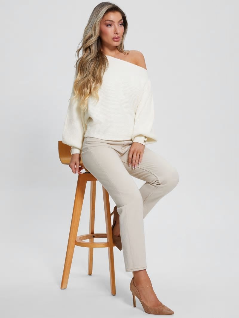 Guess Isadora Off-Shoulder Sweater - Dove White Guess Isadora Off-Shoulder Sweater - Dove White