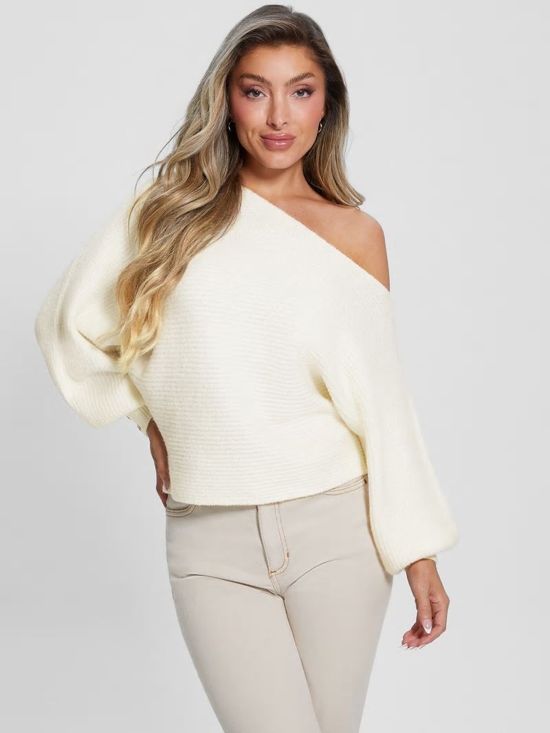 Guess Isadora Off-Shoulder Sweater - Dove White Guess Isadora Off-Shoulder Sweater - Dove White
