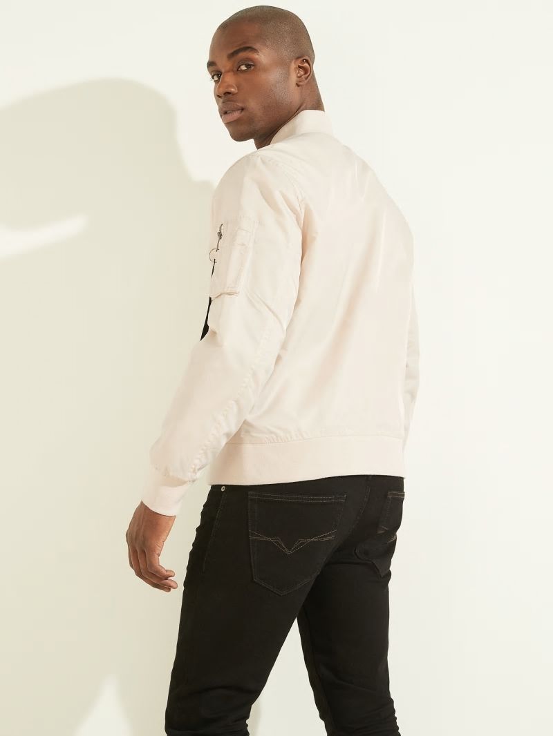 Guess Nylon Flight Jacket - Muted Stone Guess Nylon Flight Jacket - Muted Stone