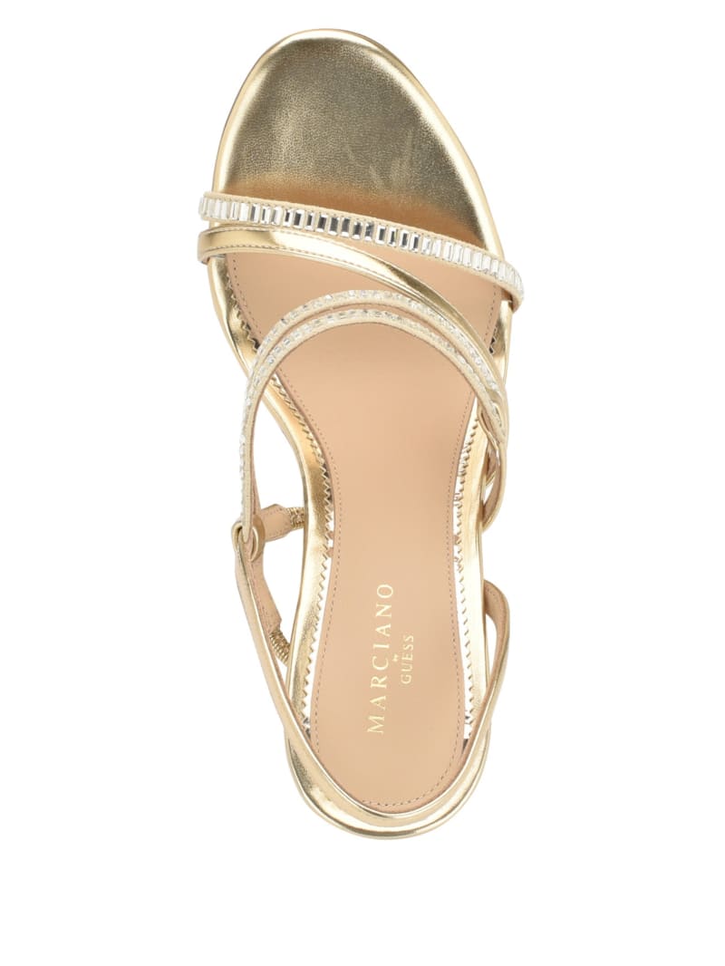 Guess Kaden Crystal Strappy Heel - Gld-1 Gold Guess Kaden Crystal Strappy Heel - Gld-1 Gold