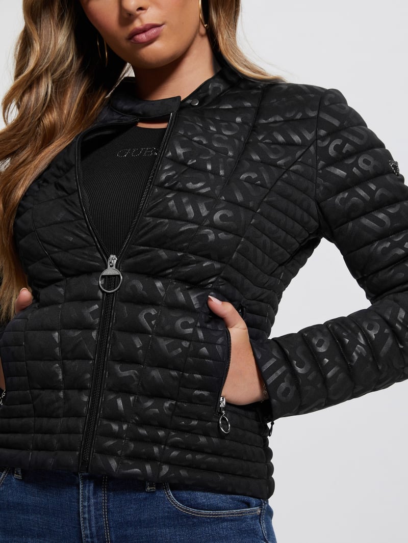 Guess Vona Quilted Logo Jacket - Black Guess Vona Quilted Logo Jacket - Black