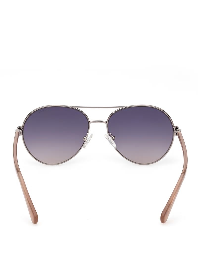 Guess Gold-Tone Aviator Sunglasses - Silver Guess Gold-Tone Aviator Sunglasses - Silver