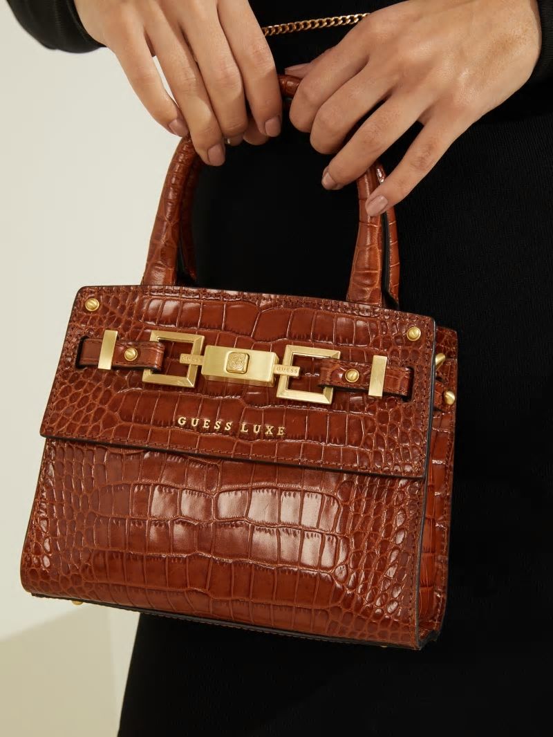 Guess Cristina Leather Mini Satchel - Cognac Guess Cristina Leather Mini Satchel - Cognac