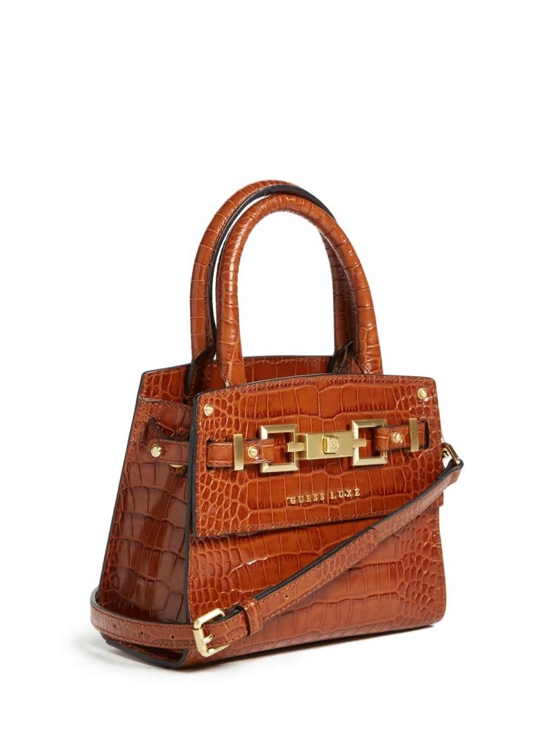Guess Cristina Leather Mini Satchel - Cognac Guess Cristina Leather Mini Satchel - Cognac