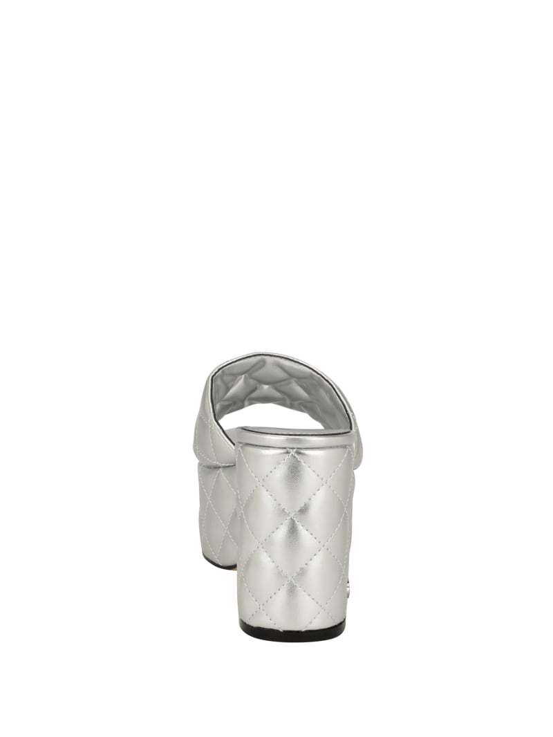 Guess Yanni Quilted Platform Mules - Silver 040 Guess Yanni Quilted Platform Mules - Silver 040