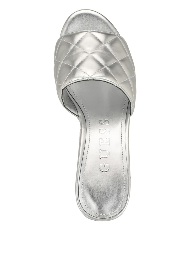Guess Yanni Quilted Platform Mules - Silver 040 Guess Yanni Quilted Platform Mules - Silver 040