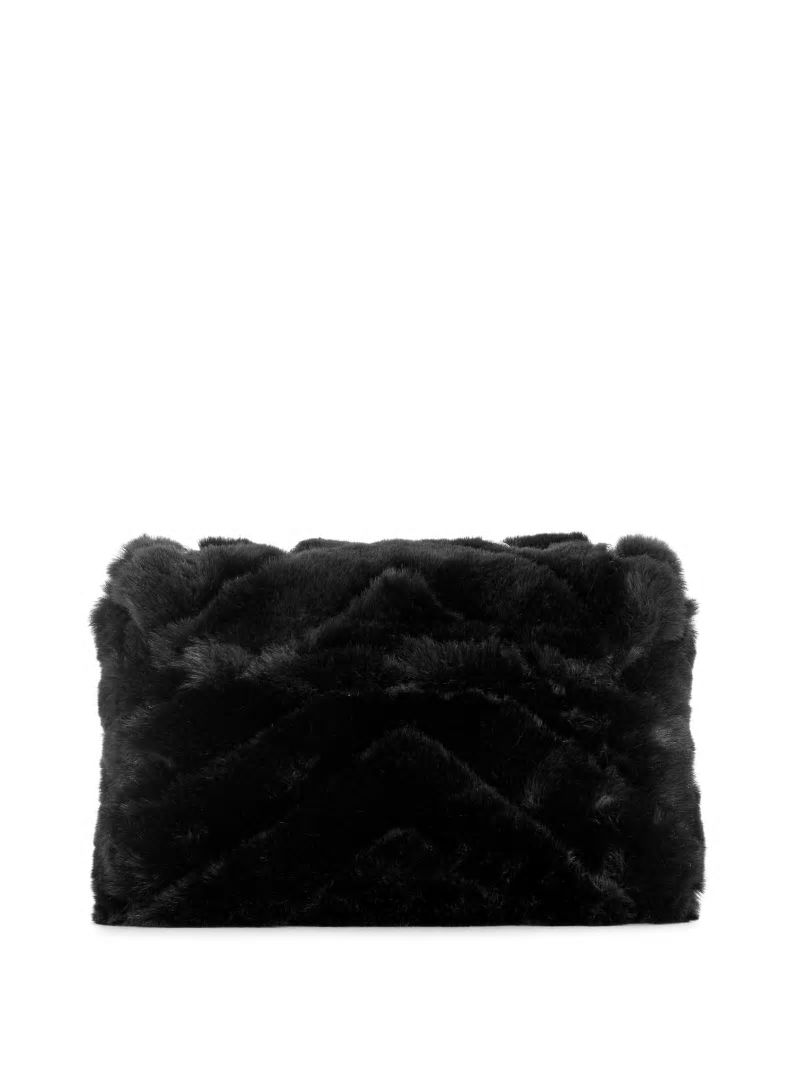 Guess Katine Faux-Fur Mini Convertible Crossbody - Black Guess Katine Faux-Fur Mini Convertible Crossbody - Black